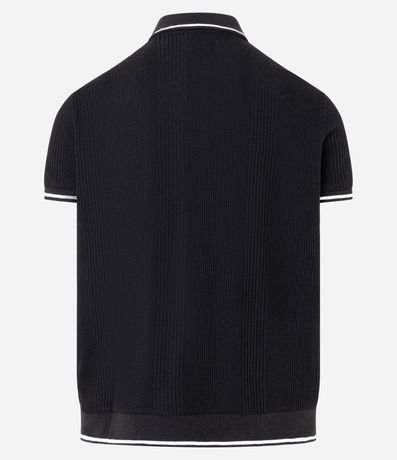 Polo Regular en Media Malla con Textura Rayada y Detalles Contrastantes 8