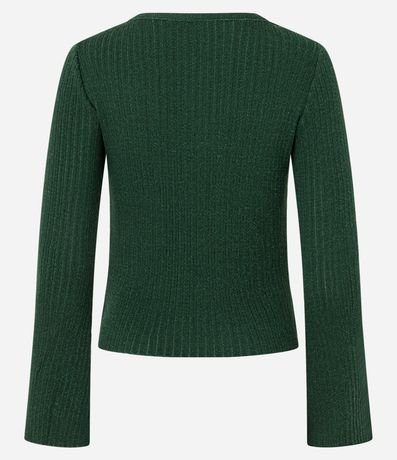 Blusa Acanalada en Punto con Lazo y Puño Amplio 6