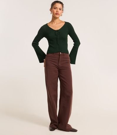 Blusa Acanalada en Punto con Lazo y Puño Amplio 2