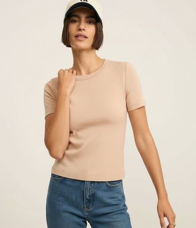 Blusa Básica Ajustada en Rib con Cuello Redondo 2