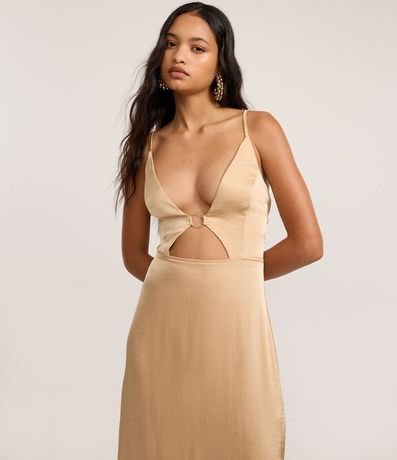 Vestido New Midi Ajustado en Satén con Recorte y Aro en el Busto 2