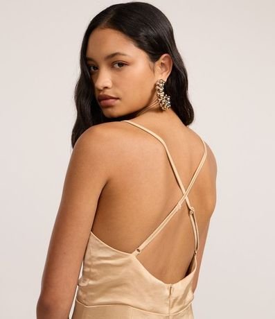 Vestido New Midi Ajustado en Satén con Recorte y Aro en el Busto 3