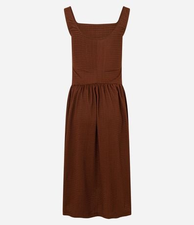 Vestido Recto Midi Texturizado con Escote Cuadrado 7