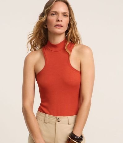 Body Canelado en Rib con Cuello Alto y Perna Cavada 3