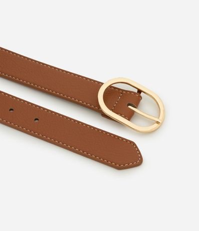 Cinturón Mediano en PU con Costura Contrastante y Hebilla Ovalada 2