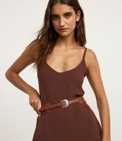 Cinturón Western Mediano en PU con Discos y Hebilla Gravada