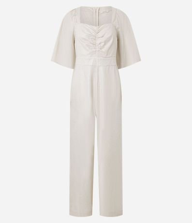 Mono Wide Leg en Viscolino con Fruncido en el Busto 5