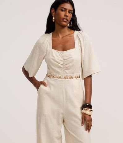 Mono Wide Leg en Viscolino con Fruncido en el Busto 2