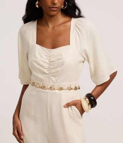 Mono Wide Leg en Viscolino con Fruncido en el Busto 4