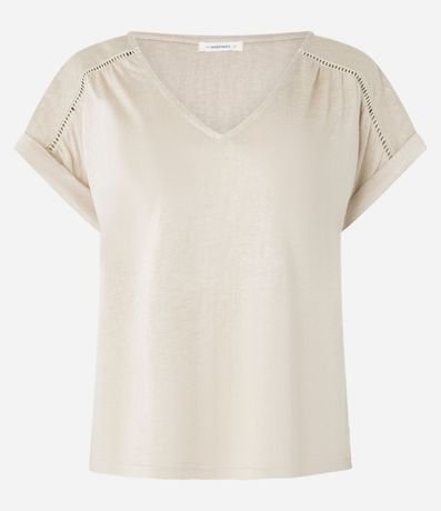 Blusa en Flamê con Entremeio en la Manga Dobrada 5