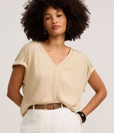 Blusa en Flamê con Entremeio en la Manga Dobrada 3