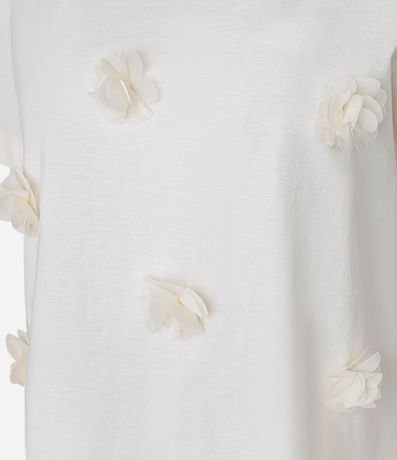 Blusa en Algodón con Flores de Organza Aplicadas 8
