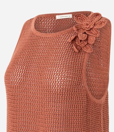 Blusa en Punto con Punto Cutout Flor de Tejido en el Hombro 9
