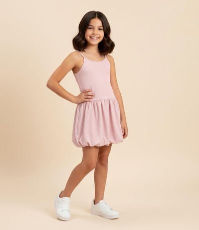 Vestido Balonê Corto con Textura Acanalada - Talle 7 a 14 años