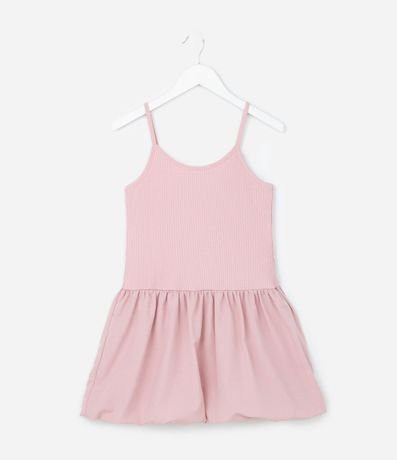 Vestido Balonê Corto con Textura Acanalada - Talle 7 a 14 años 2