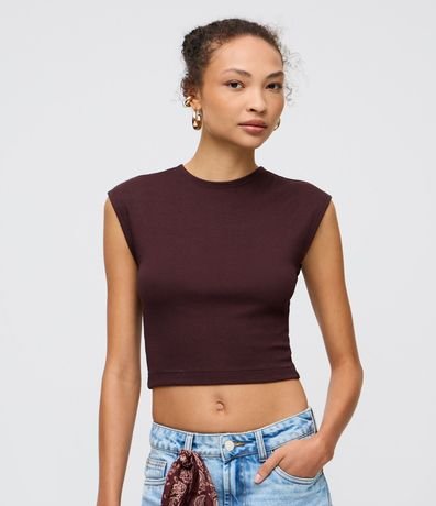 Blusa Sin Manga en Rib con Textura de Rayas 2