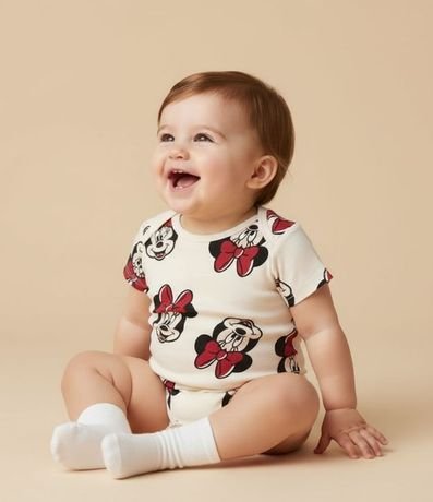 Body Infantil con Estampa Minnie - Talle 0 a 18 Meses