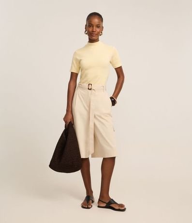 Blusa en Rib con Cuello Mediano y Estampa Rayada 2