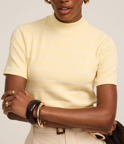 Blusa en Rib con Cuello Mediano y Estampa Rayada 5