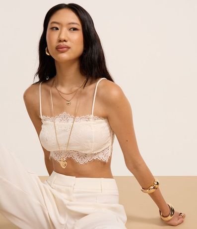 Blusa Cropped de Bretel en Encaje con Forro 5