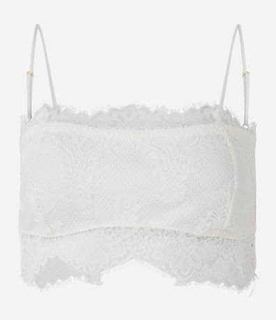Blusa Cropped de Bretel en Encaje con Forro