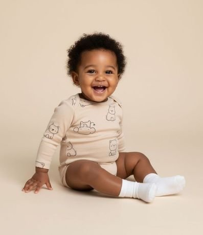 Body Infantil en Algodón con Estampa Animalitos - Talle RN a 18 meses