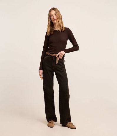Blusa Básica Acanalada en Rib con Cuello Redondo 2