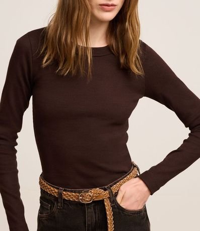 Blusa Básica Acanalada en Rib con Cuello Redondo 5