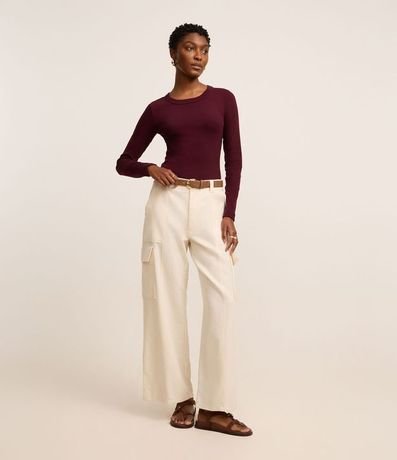 Blusa Básica Acanalada en Rib con Cuello Redondo 2