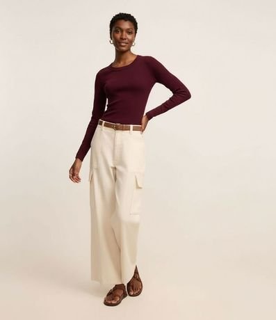 Blusa Básica Acanalada en Rib con Cuello Redondo 4