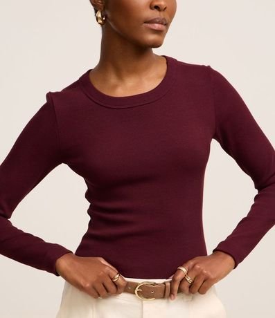 Blusa Básica Acanalada en Rib con Cuello Redondo 5