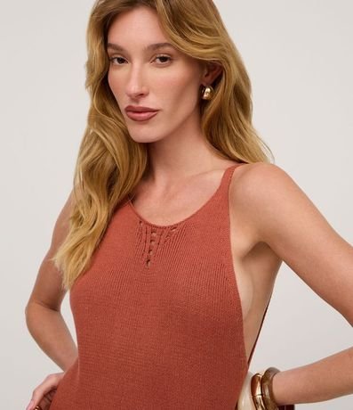 Vestido Long Midi en Punto con Vazados y Punto Diferenciado 4