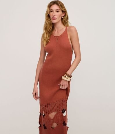Vestido Long Midi en Punto con Vazados y Punto Diferenciado 5