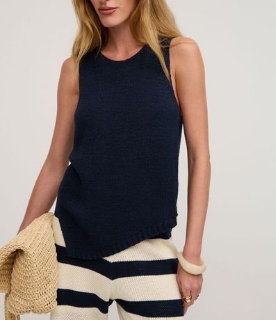 Blusa en Punto con Escote Redondo y Bajo Assimétrica 5