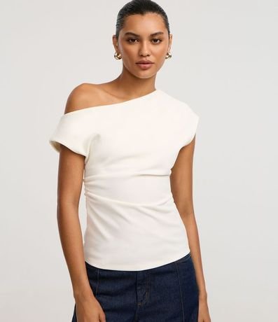 Blusa con Escote Asimétrico y Drapeado Lateral
