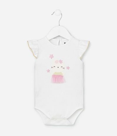 Body Infantil Gatita con Pollera de Tule - Talle 0 a 18 Meses 2