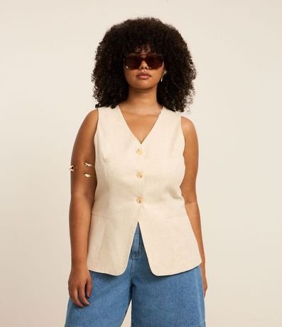 Chaleco Sastrería en Viscolino con Botones y Bolsillos Curve & Plus Size