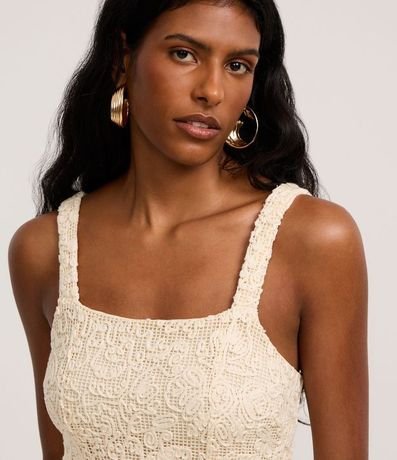 Vestido Largo Midi en Encaje con Cuerdas Bordadas 3