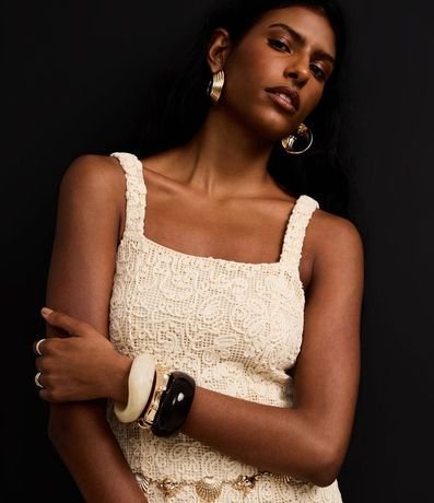 Vestido Largo Midi en Encaje con Cuerdas Bordadas 5