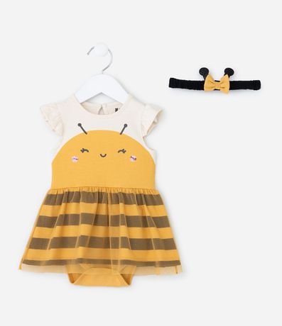 Vestido Body Infantil con Estampa de Abeja - Talle RN a 24 Meses 2