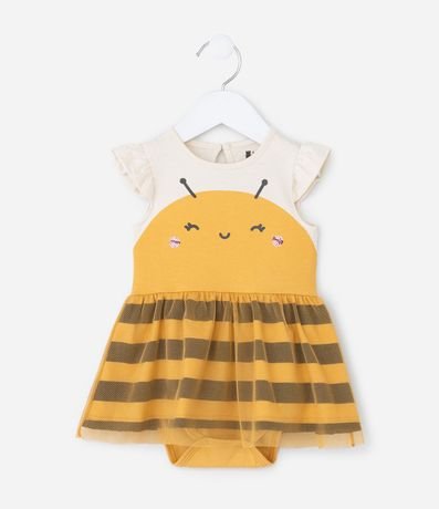 Vestido Body Infantil con Estampa de Abeja - Talle RN a 24 Meses 3
