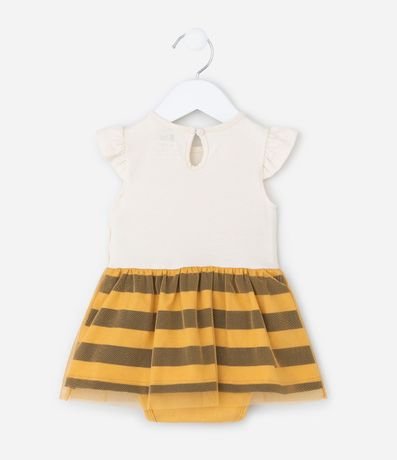 Vestido Body Infantil con Estampa de Abeja - Talle RN a 24 Meses 4