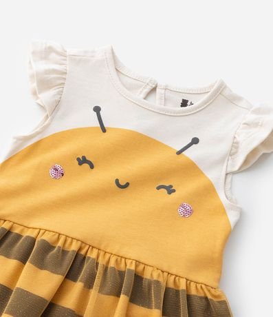 Vestido Body Infantil con Estampa de Abeja - Talle RN a 24 Meses 7