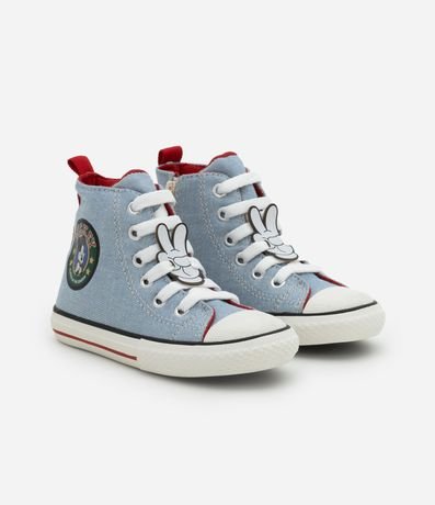 Championes Infantil Abotinado Jeans de Mickey con Patch en el Cordón - Talle 20 al 27