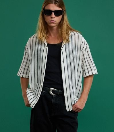 Camisa Boxy en Punto con Estampa Rayas 2