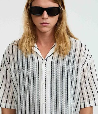 Camisa Boxy en Punto con Estampa Rayas 6