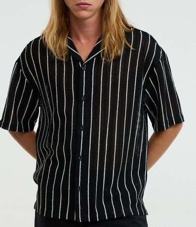 Camisa Boxy en Punto con Estampa Rayas 3