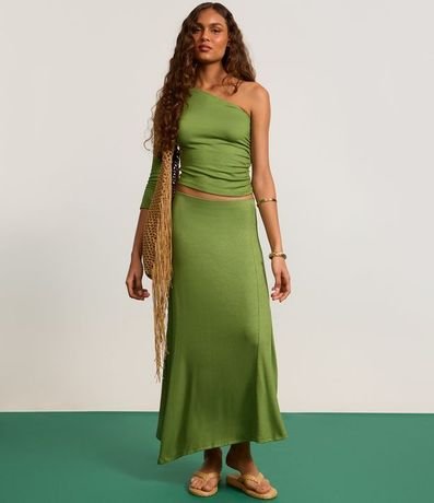 Pollera Long Midi en Rib con Bajo Asimétrica 5