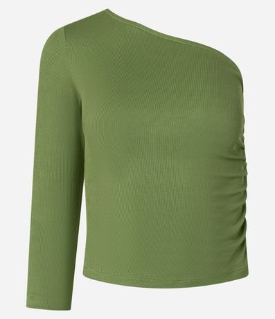 Blusa Hombro Único en Rib y Fruncido Lateral 5