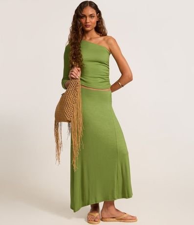 Blusa Hombro Único en Rib y Fruncido Lateral 2